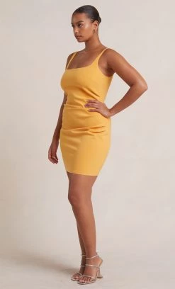 Bec&Bridge KARINA SQUARE NECK MINI DRESS - MANGO NEW