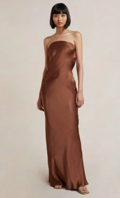 Bec&Bridge NEW MOON DANCE STRAPLESS DRESS - CHOCOLATE