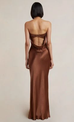 Bec&Bridge NEW MOON DANCE STRAPLESS DRESS - CHOCOLATE
