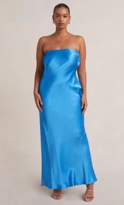 Bec&Bridge NEW MOON DANCE STRAPLESS DRESS - MID BLUE