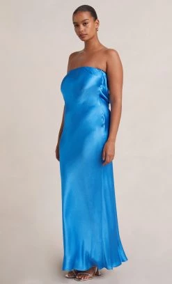Bec&Bridge NEW MOON DANCE STRAPLESS DRESS - MID BLUE