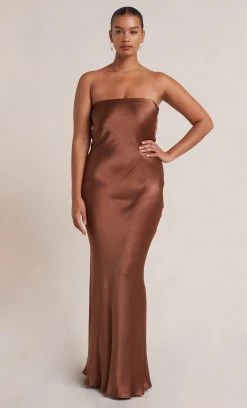 Bec&Bridge NEW MOON DANCE STRAPLESS DRESS - CHOCOLATE