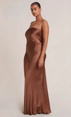 Bec&Bridge NEW MOON DANCE STRAPLESS DRESS - CHOCOLATE