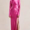Bec&Bridge NEW MOON DANCE LONG SLEEVE MAXI DRESS - DEEP PINK