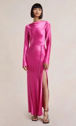 Bec&Bridge NEW MOON DANCE LONG SLEEVE MAXI DRESS - DEEP PINK