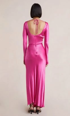 Bec&Bridge NEW MOON DANCE LONG SLEEVE MAXI DRESS - DEEP PINK