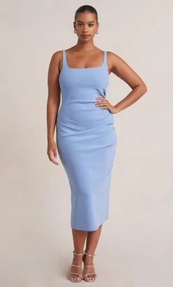 Bec&Bridge KARINA TUCK MIDI DRESS - MALIBU BLUE NEW