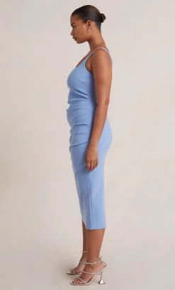 Bec&Bridge KARINA TUCK MIDI DRESS - MALIBU BLUE NEW