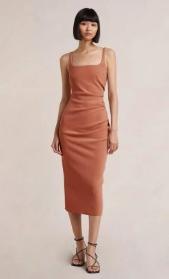 Bec&Bridge NEW KARINA TUCK MIDI DRESS - TERRACOTTA