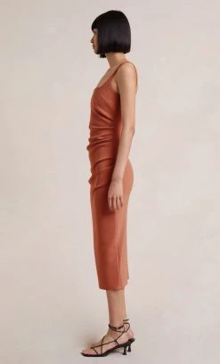 Bec&Bridge NEW KARINA TUCK MIDI DRESS - TERRACOTTA