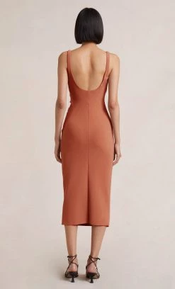 Bec&Bridge NEW KARINA TUCK MIDI DRESS - TERRACOTTA