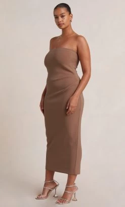 Bec&Bridge KARINA STRAPLESS MIDI DRESS - MILK CHOCOLATE