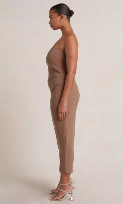 Bec&Bridge KARINA STRAPLESS MIDI DRESS - MILK CHOCOLATE
