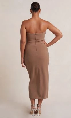 Bec&Bridge KARINA STRAPLESS MIDI DRESS - MILK CHOCOLATE