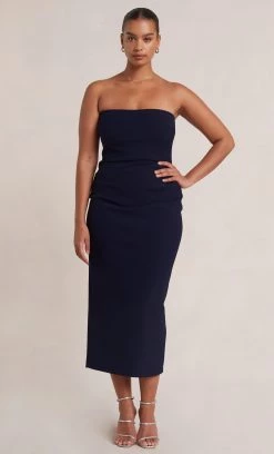 Bec&Bridge BE MINE STRAPLESS MIDI DRESS - INK