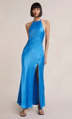 Bec&Bridge NEW LOREN HALTER MIDI DRESS - MID BLUE