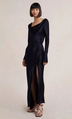 Bec&Bridge MOON DANCE LONG SLEEVE COWL DRESS - INK