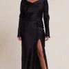 Bec&Bridge MOON DANCE LONG SLEEVE COWL DRESS - BLACK