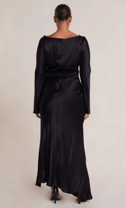 Bec&Bridge MOON DANCE LONG SLEEVE COWL DRESS - BLACK