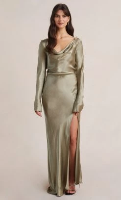 Bec&Bridge Dresses MOON DANCE LONG SLEEVE COWL DRESS - SAGE