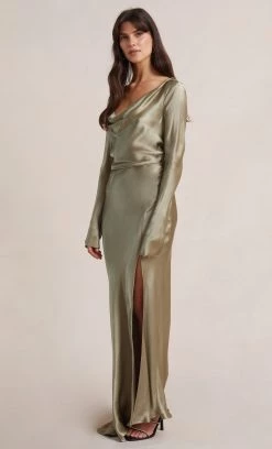 Bec&Bridge Dresses MOON DANCE LONG SLEEVE COWL DRESS - SAGE