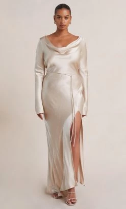 Bec&Bridge MOON DANCE LONG SLEEVE COWL DRESS - SAND