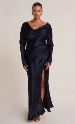 Bec&Bridge MOON DANCE LONG SLEEVE COWL DRESS - INK