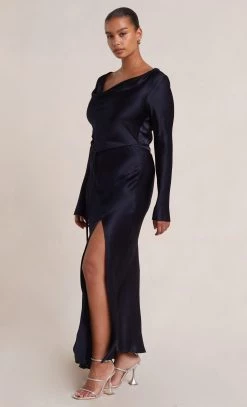 Bec&Bridge MOON DANCE LONG SLEEVE COWL DRESS - INK