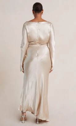 Bec&Bridge MOON DANCE LONG SLEEVE COWL DRESS - SAND