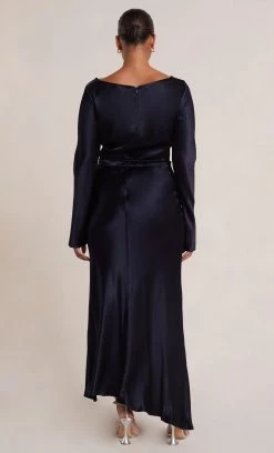 Bec&Bridge MOON DANCE LONG SLEEVE COWL DRESS - INK