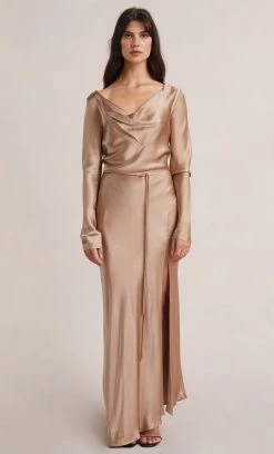 Bec&Bridge MOON DANCE LONG SLEEVE COWL DRESS - GOLDEN Dresses