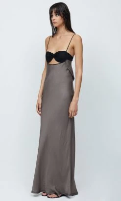Bec&Bridge EVANGELINE STRAPPY MAXI DRESS - PEWTER/BLACK