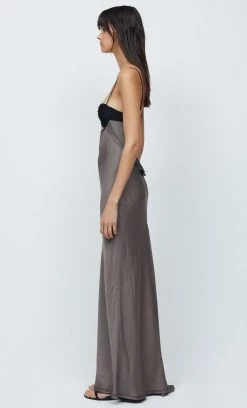 Bec&Bridge EVANGELINE STRAPPY MAXI DRESS - PEWTER/BLACK