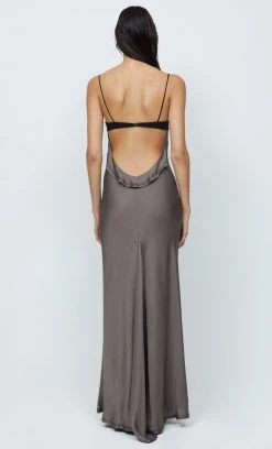 Bec&Bridge EVANGELINE STRAPPY MAXI DRESS - PEWTER/BLACK