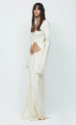 Bec&Bridge NAOMI LONG SLEEVE MAXI DRESS - ECRU