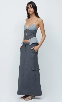 Bec&Bridge JANICE PEPLUM TOP - CHARCOAL