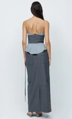 Bec&Bridge JANICE PEPLUM TOP - CHARCOAL