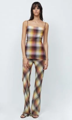 Bec&Bridge AAFW RUNWAY EDIT OMBRE CHECK PANT - BURGANDY CHECK