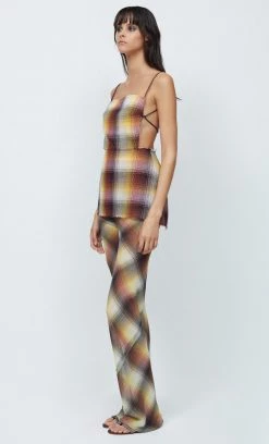 Bec&Bridge AAFW RUNWAY EDIT OMBRE CHECK PANT - BURGANDY CHECK