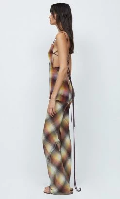 Bec&Bridge AAFW RUNWAY EDIT OMBRE CHECK PANT - BURGANDY CHECK