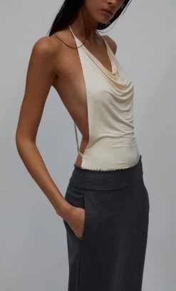 Bec&Bridge ARIEL HALTER BODYSUIT - CREAM