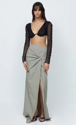 Bec&Bridge EVANGELINE LONG SLEEVE CROPPED TOP - BLACK