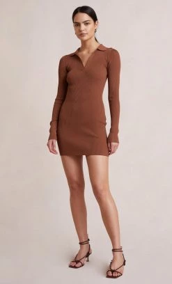 Bec&Bridge Dresses HARPER KNIT MINI DRESS - MILK CHOCOLATE