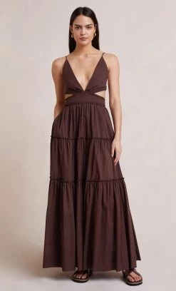 Bec&Bridge CARLA V MAXI DRESS - CHOCOLATE