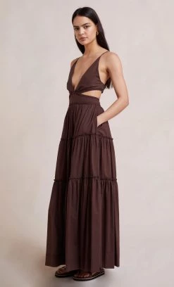 Bec&Bridge CARLA V MAXI DRESS - CHOCOLATE