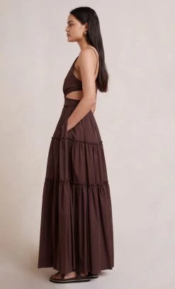 Bec&Bridge CARLA V MAXI DRESS - CHOCOLATE