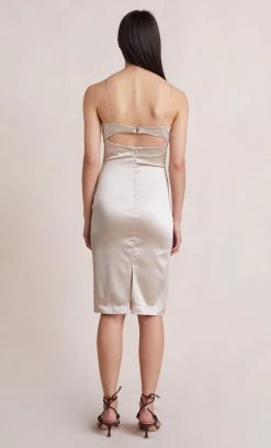 Bec&Bridge HEATHER MIDI DRESS - CHAMPAGNE Dresses