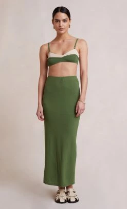 Bec&Bridge Bottoms MIRANDA KNIT SKIRT - OLIVE