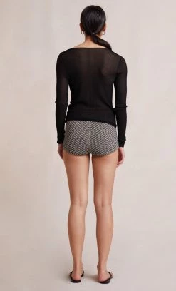 Bec&Bridge SELENA SHEER CARDIGAN - BLACK Tops