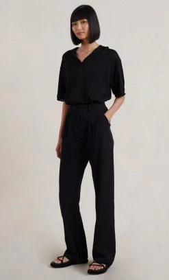 Bec&Bridge JIMI KNIT POLO - BLACK Tops